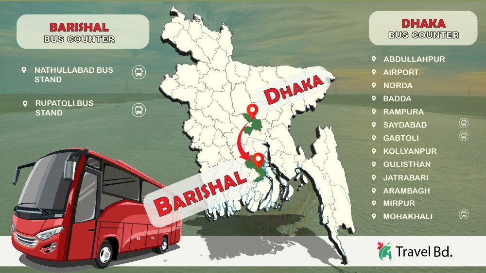 DHAKA TO BARISAL Bus Counters for Bus Ticket