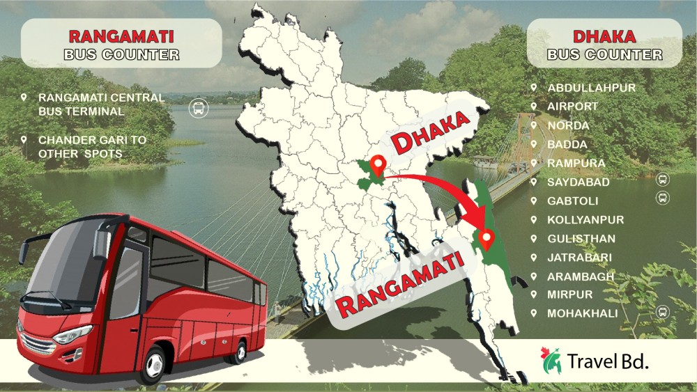 DHAKA TO RANGAMATI Bus Counters for Bus Ticket